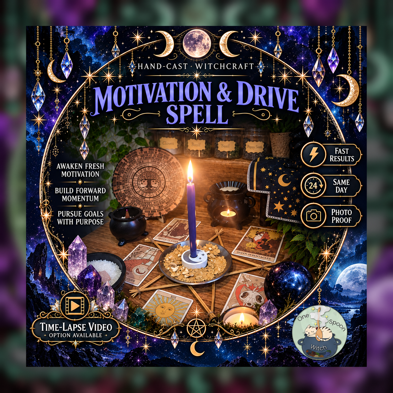 Motivation and Drive Spellwork Ritual - Same Day Casting for Cleansing, Peace, Energy, Protection, Balance