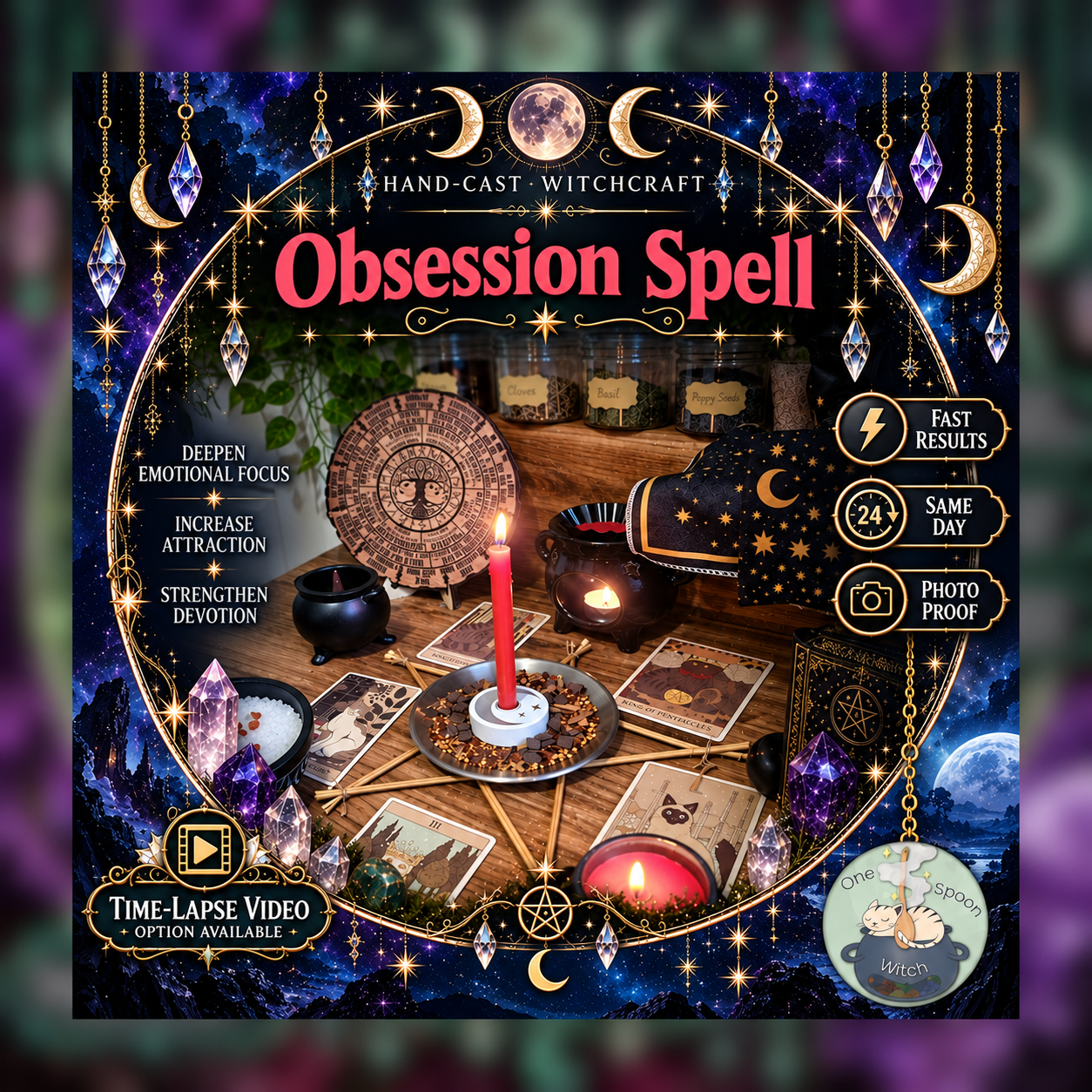 Obsession & Seduction Spellwork Ritual - Same Day Casting for Intense Attraction, Desire, Passion, Chemistry & Focus