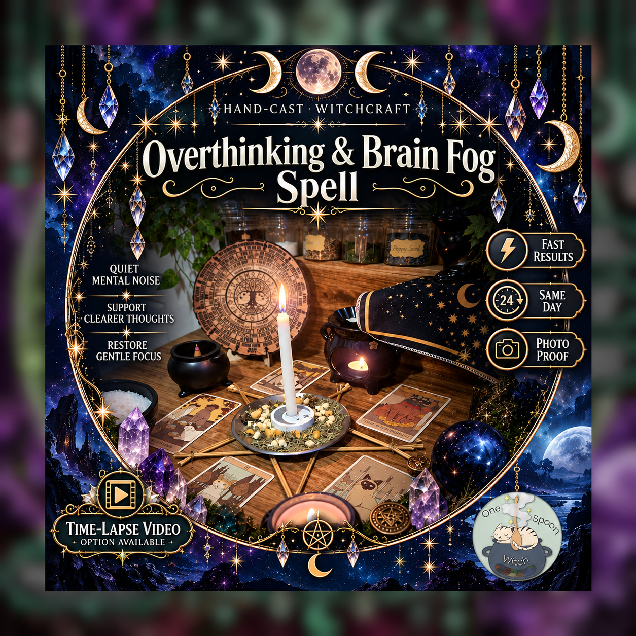 Overthinking & Brain Fog Spellwork Ritual - Same Day Casting for Calm, Clarity, Focus, Balance & Mental Ease