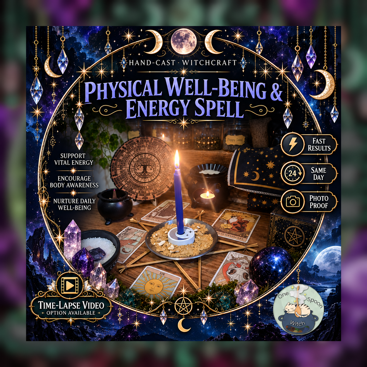 Physical Well-Being and Energy Spellwork Ritual - Same Day Casting for Cleansing, Peace, Energy, Protection, Balance