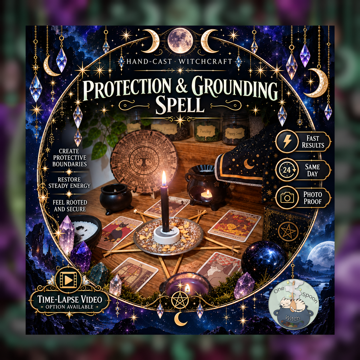Protection & Grounding Spellwork Ritual - Same Day Casting for Safety, Stability, Cleansing, Shielding & Balance