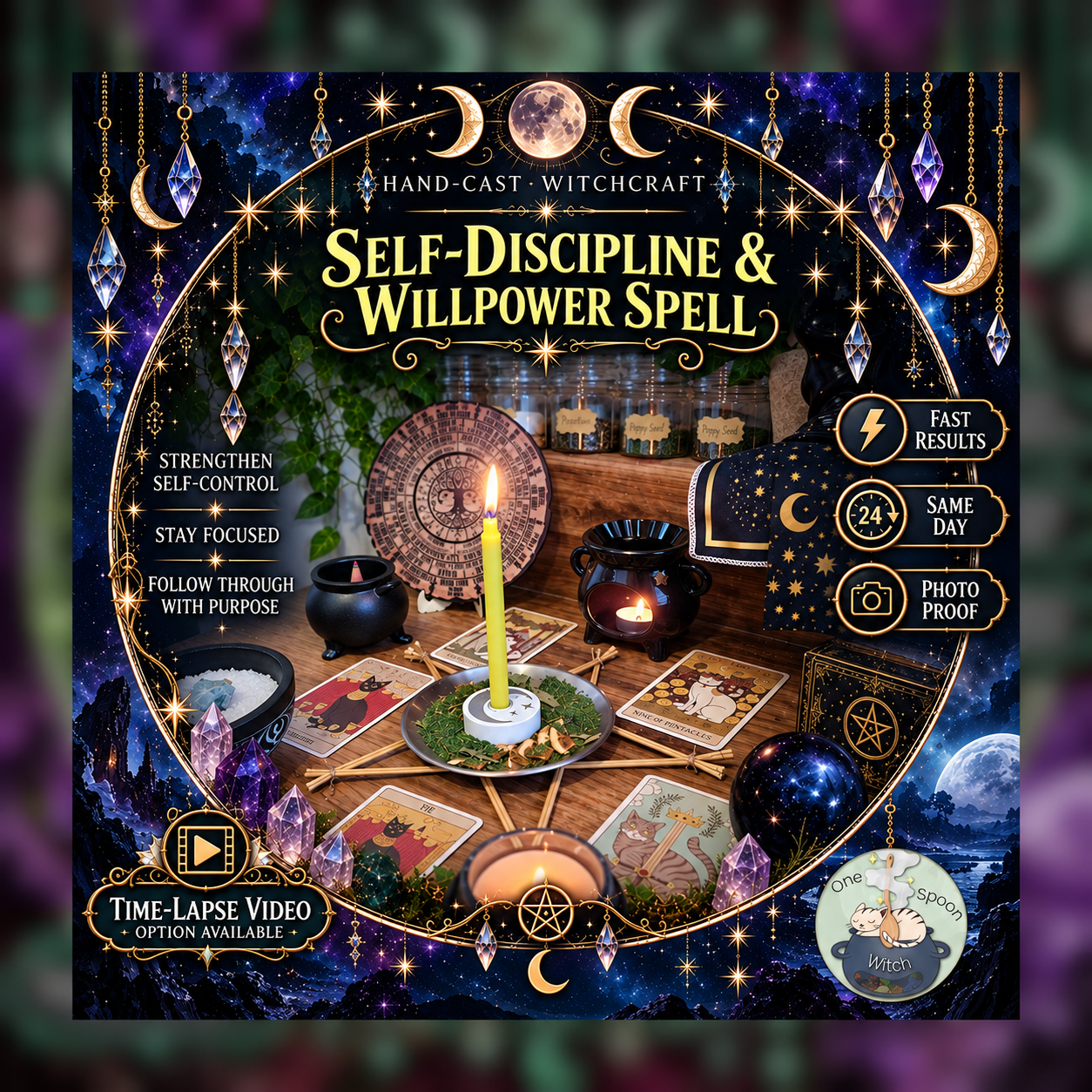 Self-Discipline and Willpower Spellwork Ritual - Same Day Casting for Prosperity, Money, Wealth, Opportunity, Fortune