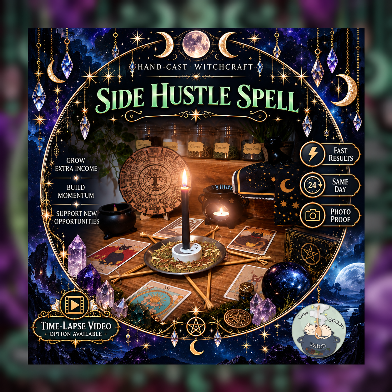 Side Hustle & Business Spellwork Ritual - Same Day Casting for Prosperity, Growth, Opportunity, Success & Income