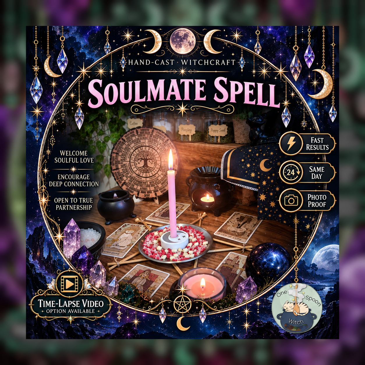 Soulmate Spellwork Ritual - Same Day Casting for Love, Attraction, Heart Opening, Connection & Partnership