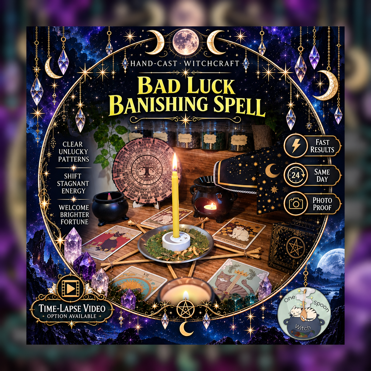 Bad Luck Banishing Spellwork Ritual - Same Day Casting for Clearing Misfortune, Obstacles, Protection & Better Luck