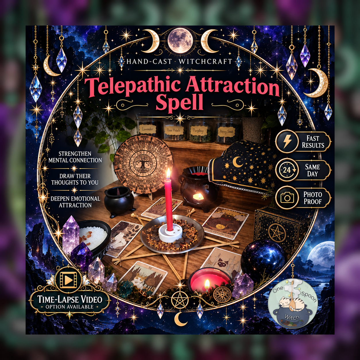 Telepathic Attraction Spellwork Ritual - Same Day Casting for Attraction, Obsession, Sensuality, Connection, Love