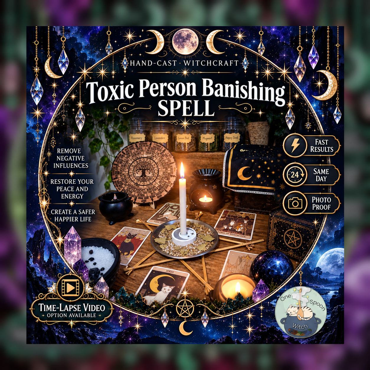 Toxic Person Banishing Spellwork Ritual - Same Day Casting for Purification, Safety, Cleansing, Protection, Shielding