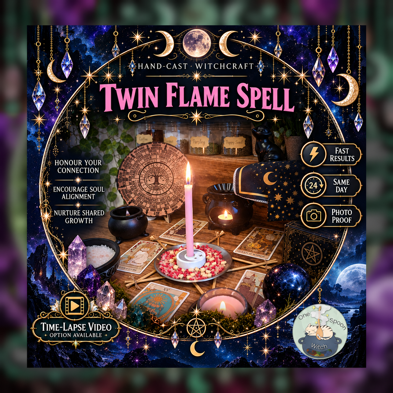 Twin Flame Spellwork Ritual - Same Day Casting for Beauty, Empowerment, Attraction, Confidence, Radiance