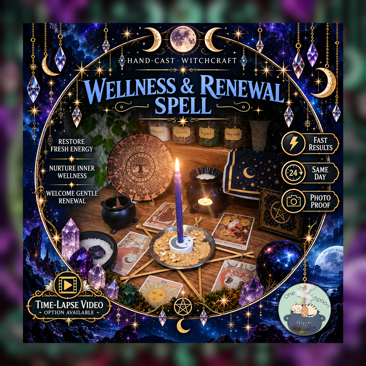 Wellness & Renewal Spellwork Ritual - Same Day Casting for Energy, Balance, Peace, Grounding & Gentle Healing