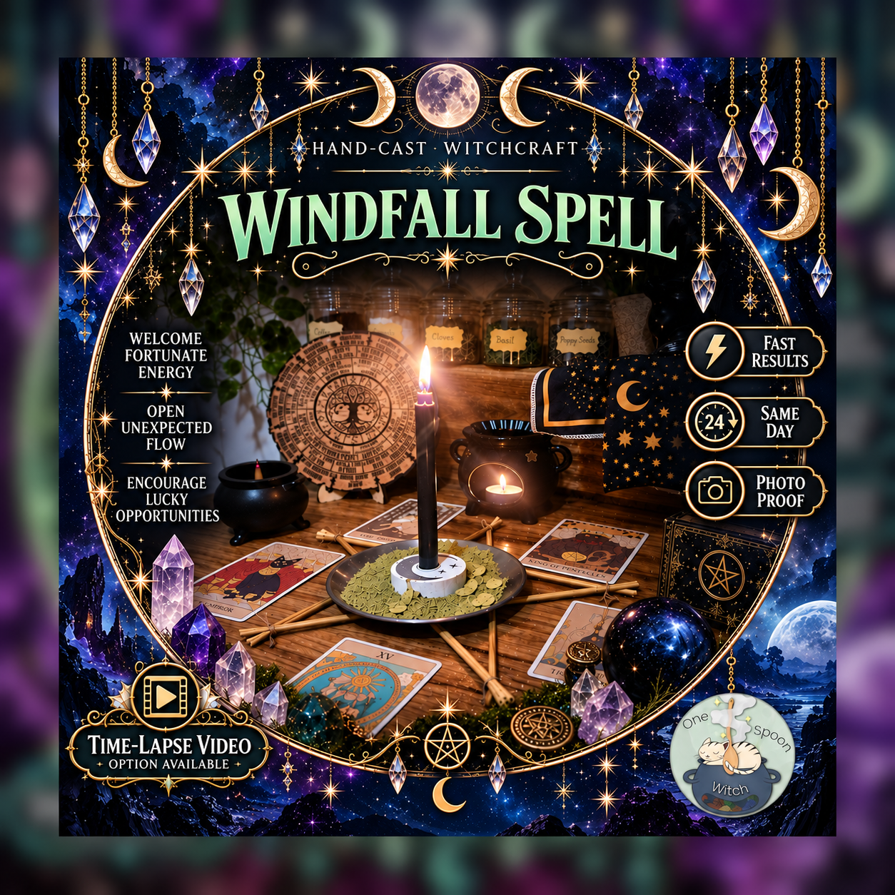 Windfall & Abundance Spellwork Ritual - Same Day Casting for Prosperity, Fortune, Opportunity, Wealth & Success