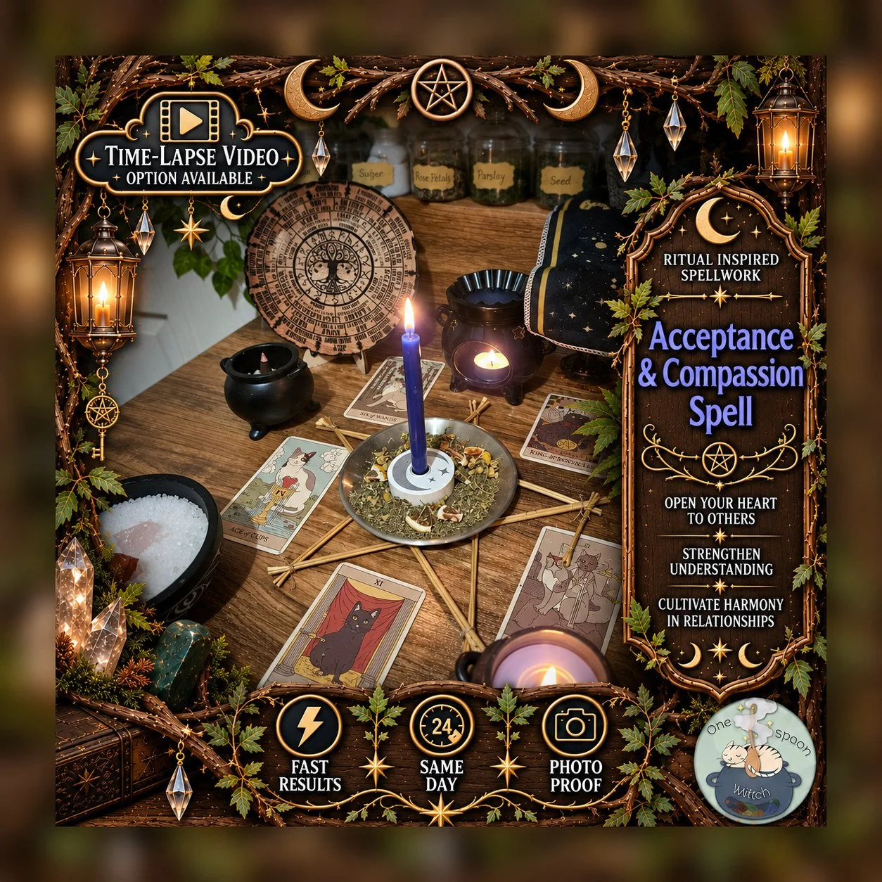 Acceptance and Compassion Spell - Personalised Same Day Ritual for Clarity, Faith, Protection, Victory, & Defence