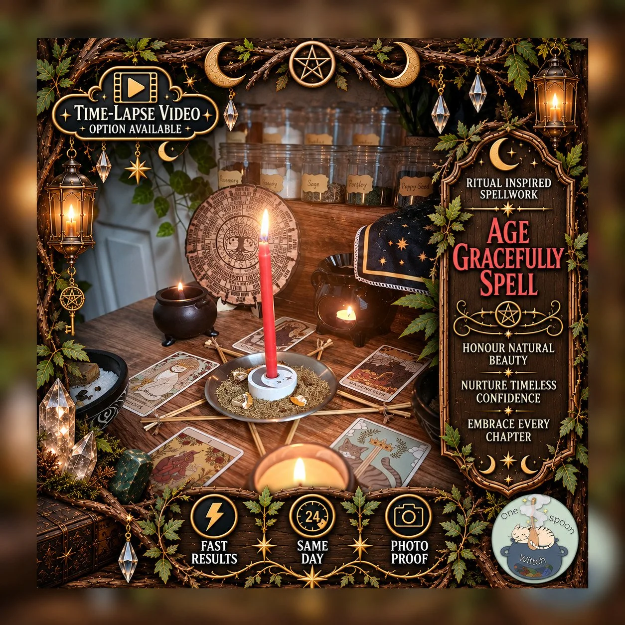 Age Gracefully Spell - Personalised Same Day Ritual for Radiance, Confidence, Allure, Admiration, Beauty, Glamour, & Empowerment