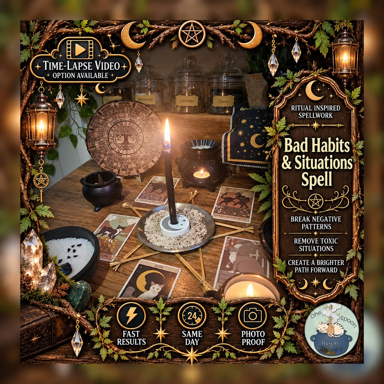 Bad Habits and Situations Spell - Personalised Same Day Ritual for Cleansing, Defence, Shielding, Justice, & Protection