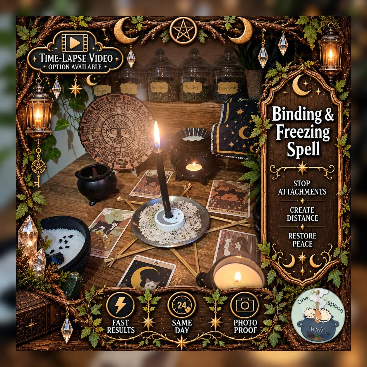 Binding and Freezing Spell - Personalised Same Day Ritual for Cleansing, Defence, Shielding, Justice, & Protection
