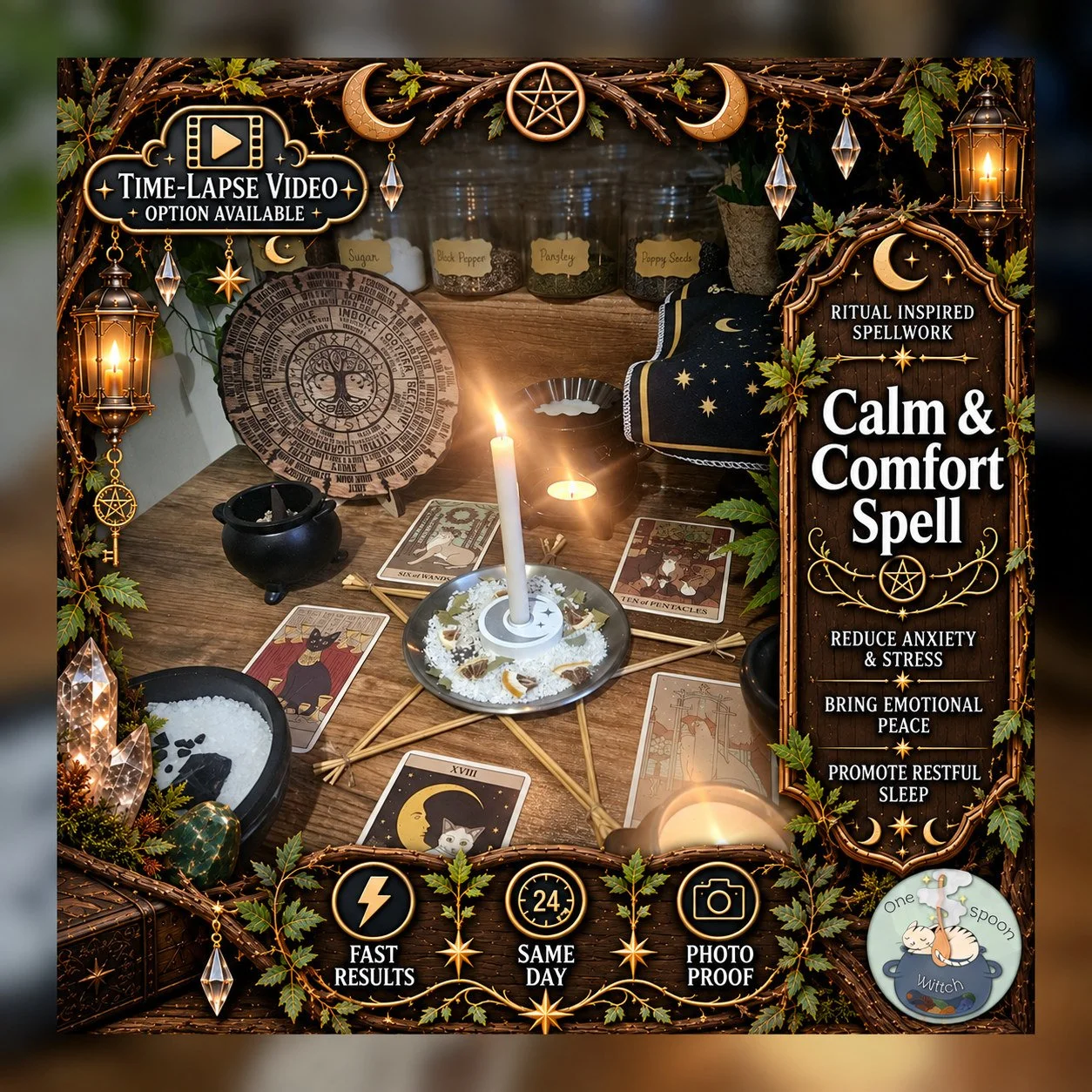 Calm & Comfort Spell - Personalised Same Day Ritual for Protection, Safety, Balance, Shielding, Stability, Blockages