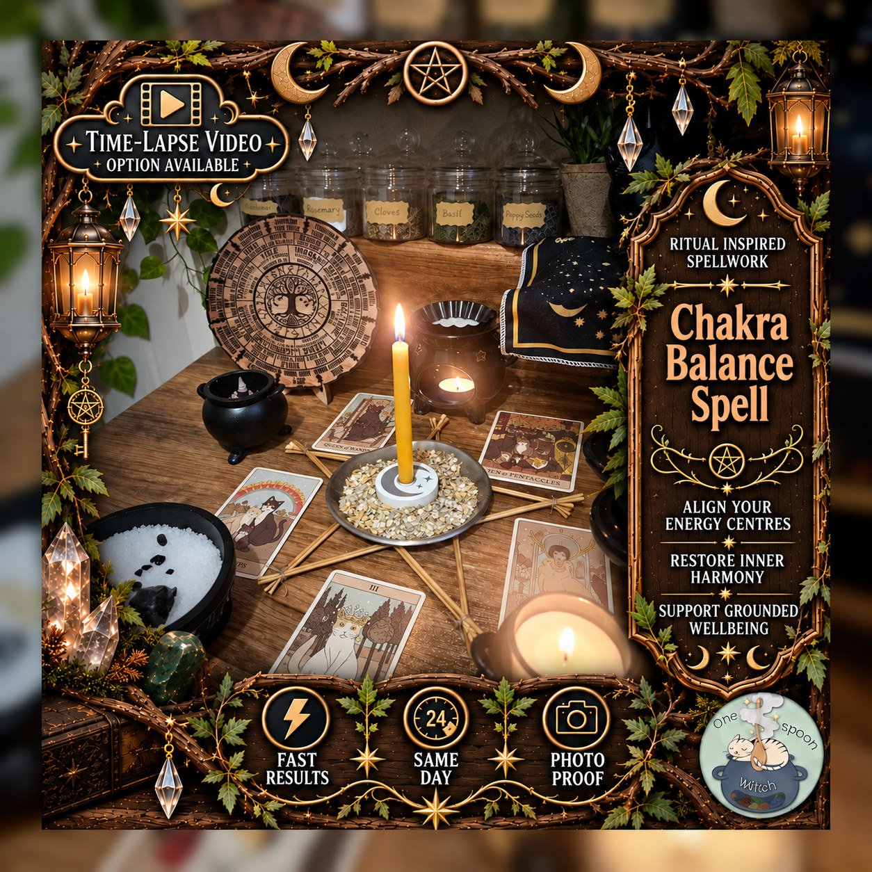 Chakra Balance and Energy Spell - Personalised Same Day Ritual for Calming, Balance, Grounding, Cleansing, & New Beginnings