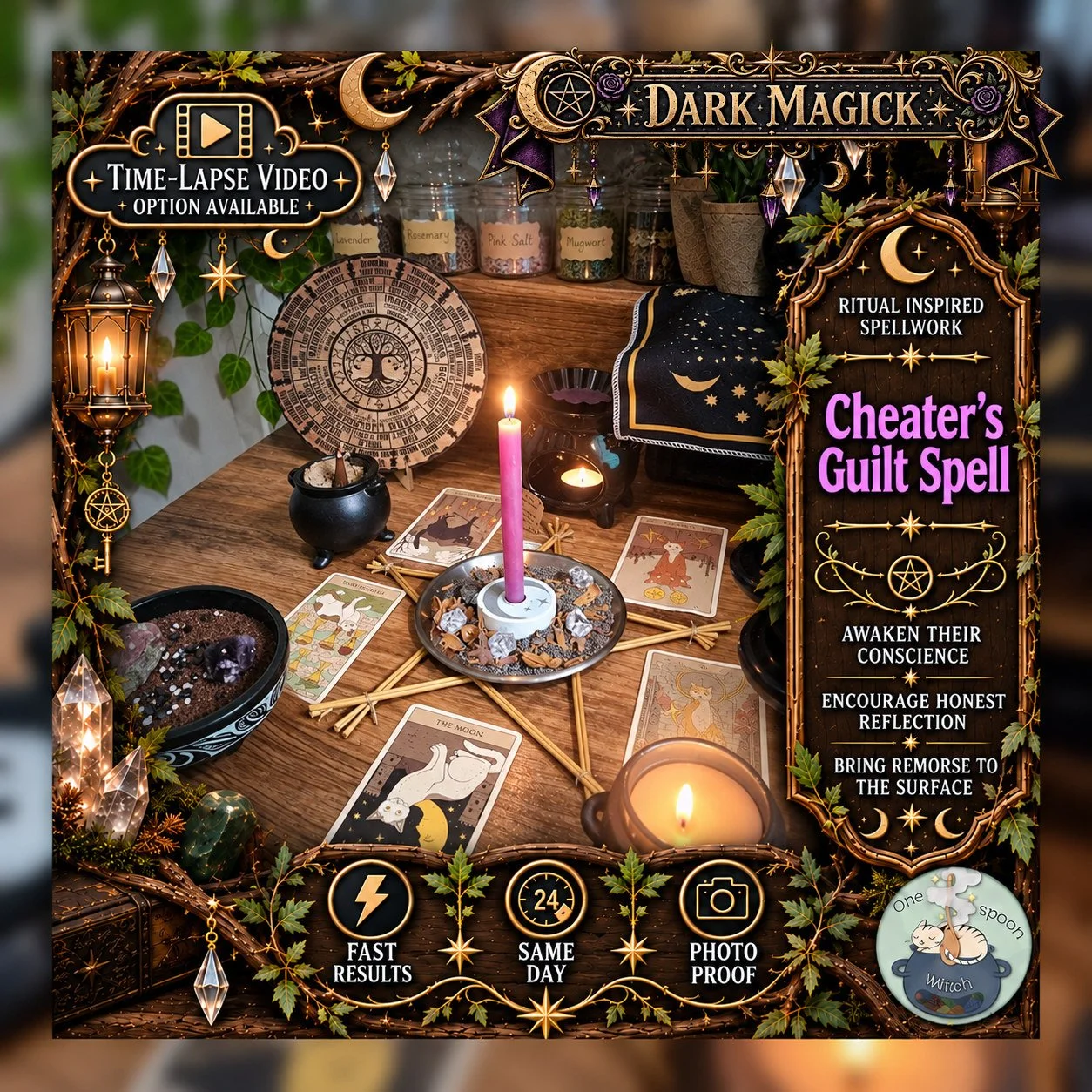 Cheater's Guilt Karma Hex - Personalised Same Day Ritual for Guilt, Remorse, Accountability, Regret, & Karmic Reflection