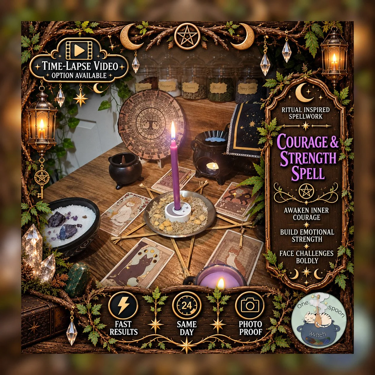 Courage and Strength Spell - Personalised Same Day Ritual for Memory, Focus, Motivation, Clarity, & Emotional Courage