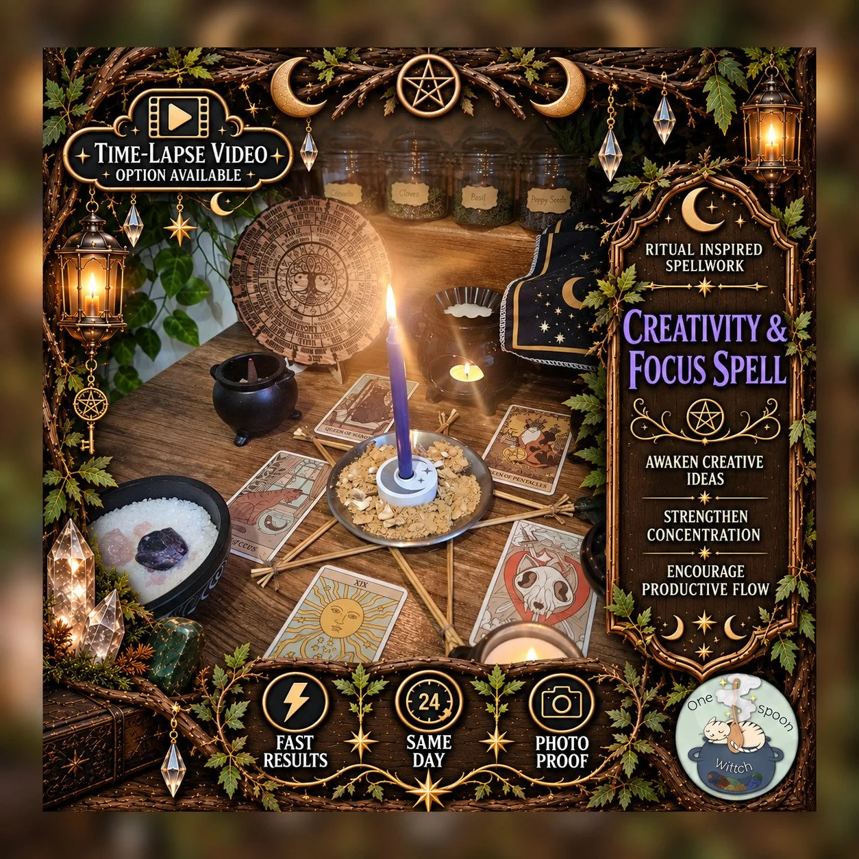 Creativity and Focus Spell - Personalised Same Day Ritual for Cleansing, Peace, Energy, Protection, & Balance