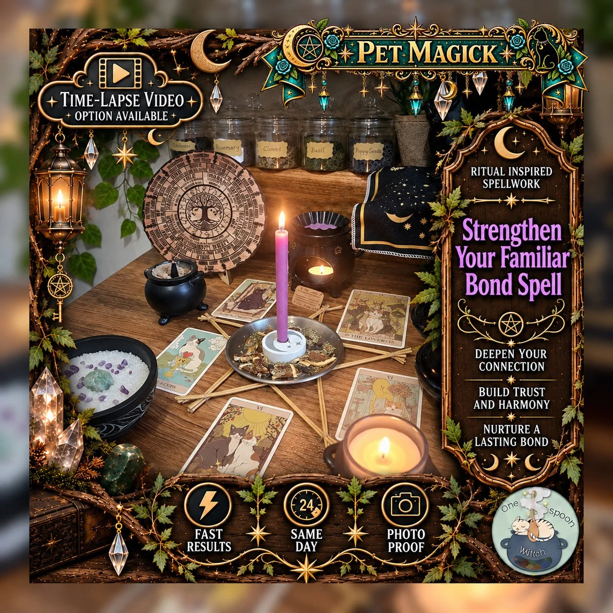 Familiar Bond Strengthening Spell - Personalised Same Day Ritual for Pet Bond, Trust, Connection, Intuition, & Spiritual Partnership