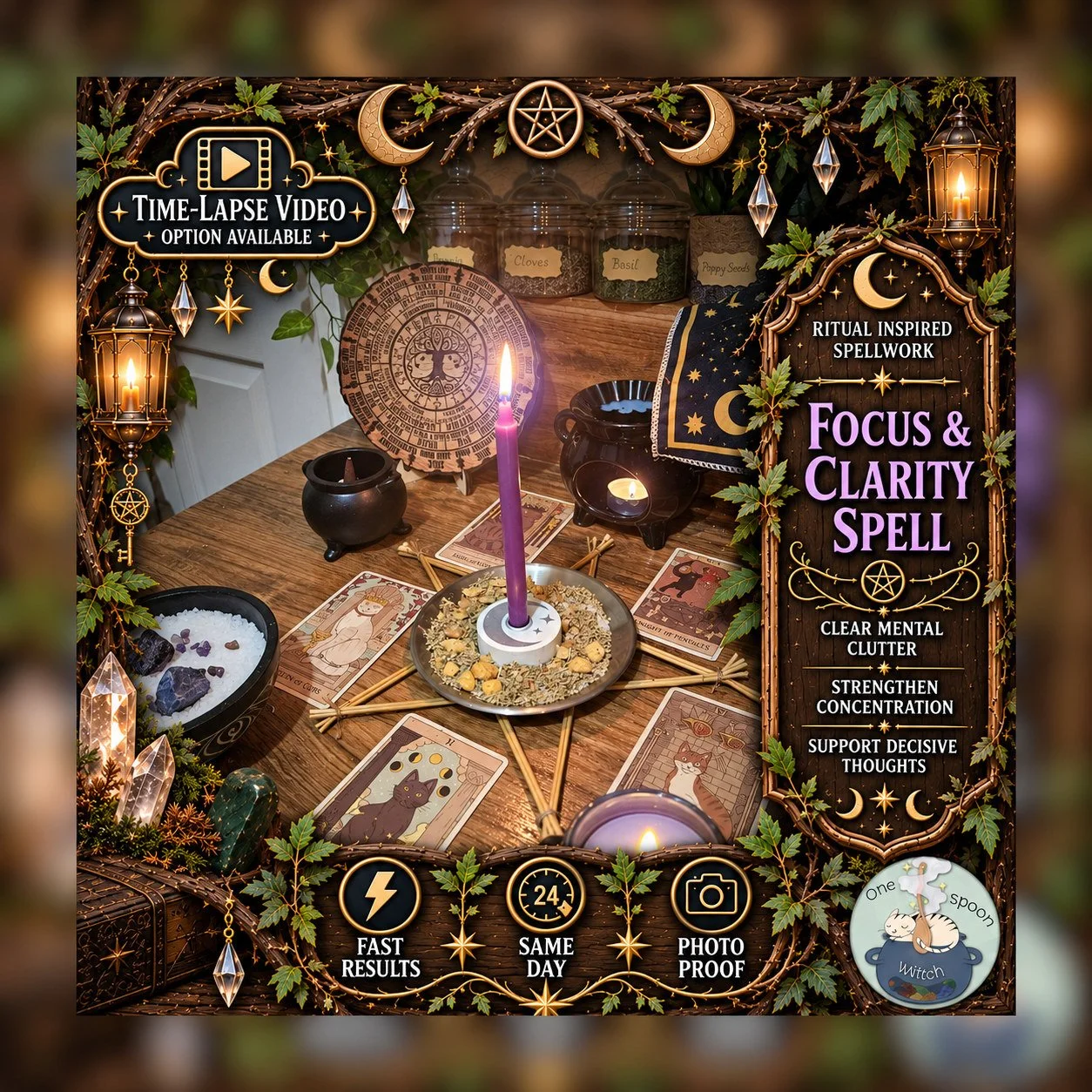 Focus and Clarity Spell - Personalised Same Day Ritual for Memory, Focus, Motivation, Clarity, & Emotional Courage