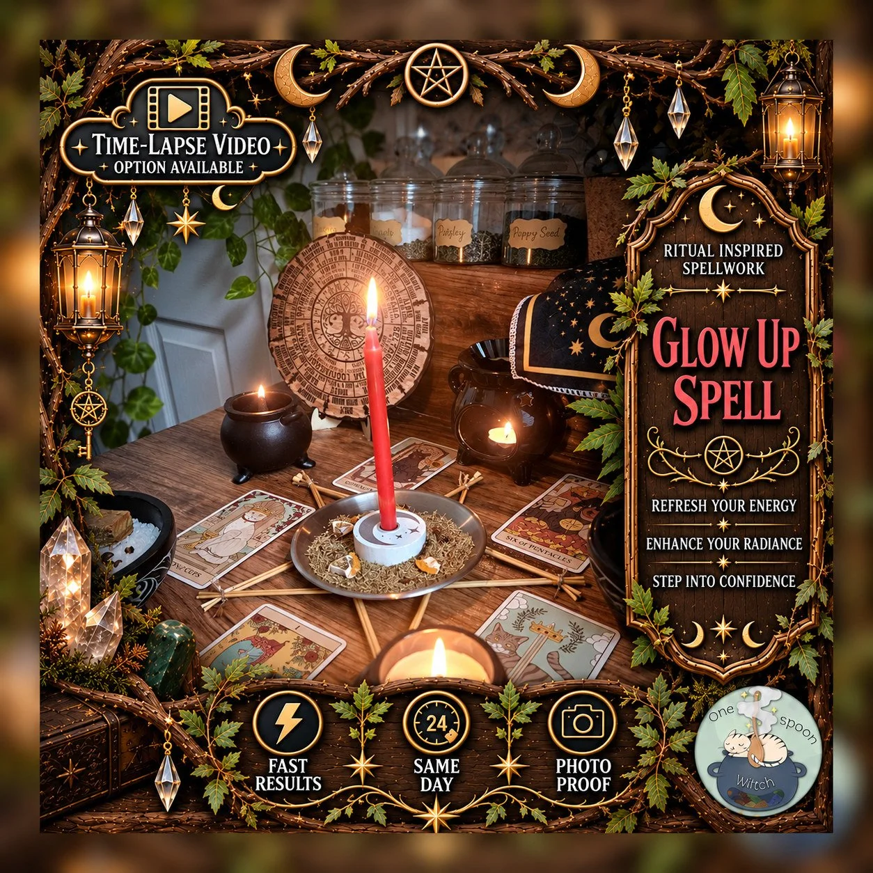 Glow Up and Glamour Spell - Personalised Same Day Ritual for Radiance, Confidence, Allure, Admiration, & Empowerment