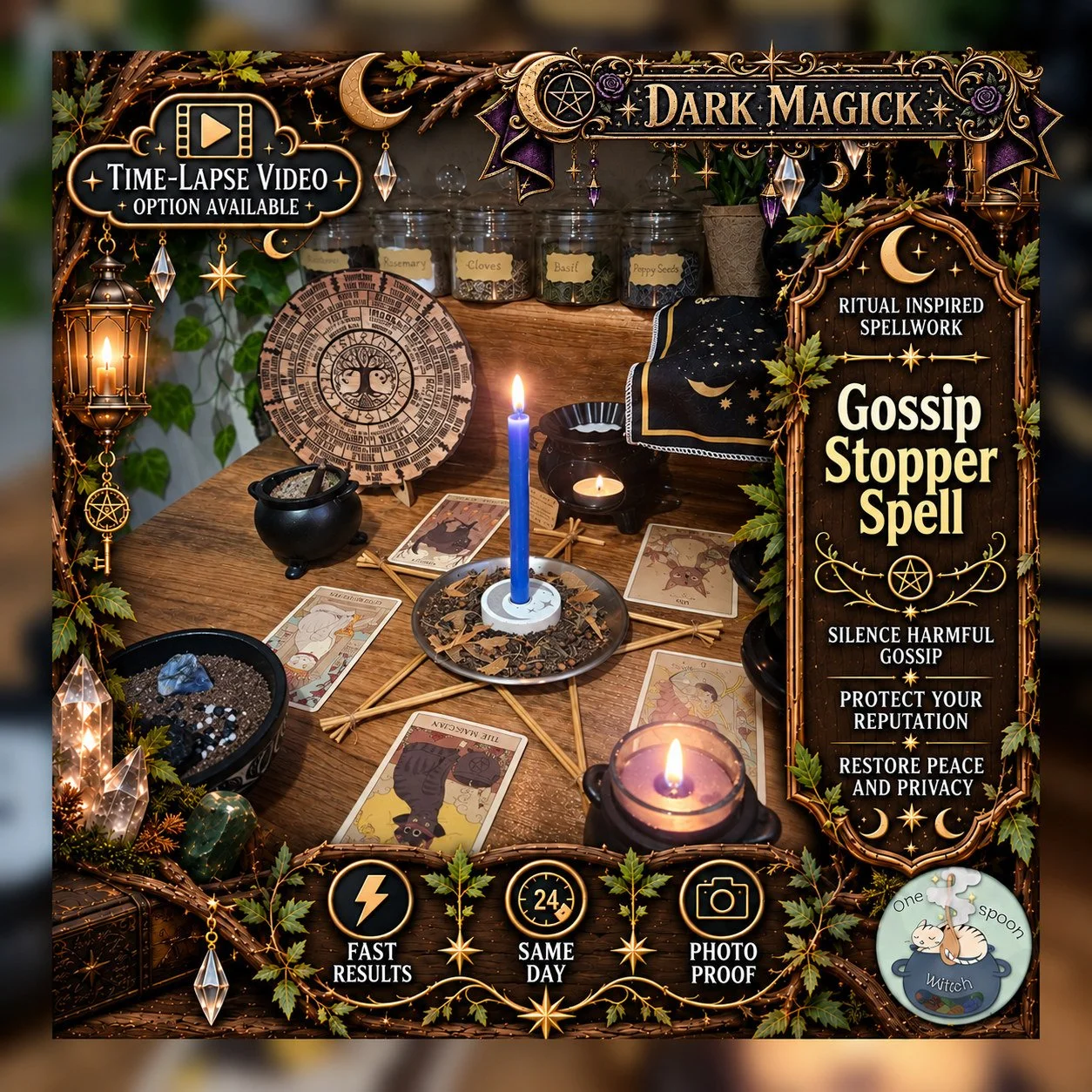 Gossip Stopper Spell - Personalised Same Day Ritual for Silencing Gossip, Rumour Blocking, Privacy, & Reputation Protection