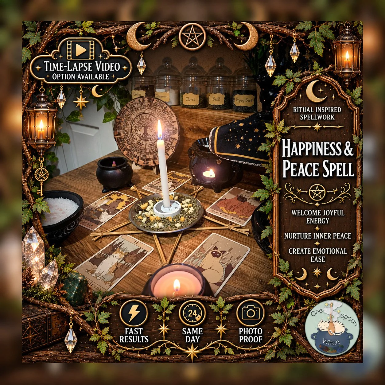 Happiness & Peace Spell - Personalised Same Day Ritual for Emotional Healing, Personal Strength, Balance, Relaxation, Contentment