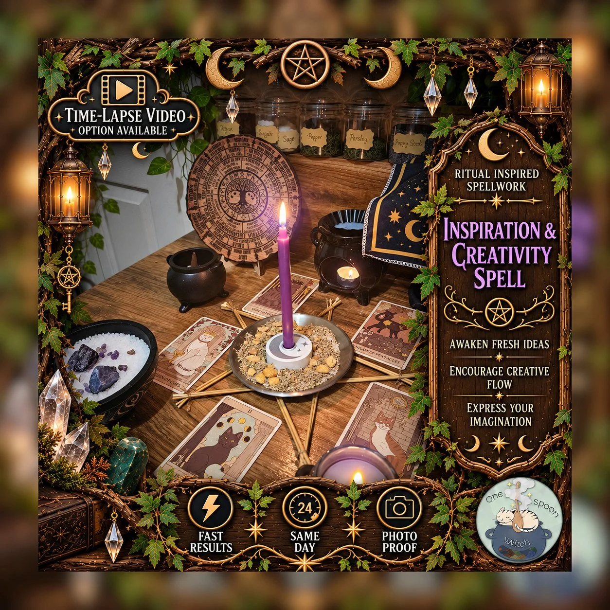 Inspiration & Creativity Spell - Personalised Same Day Ritual for Memory, Focus, Motivation, Clarity, Emotional Courage