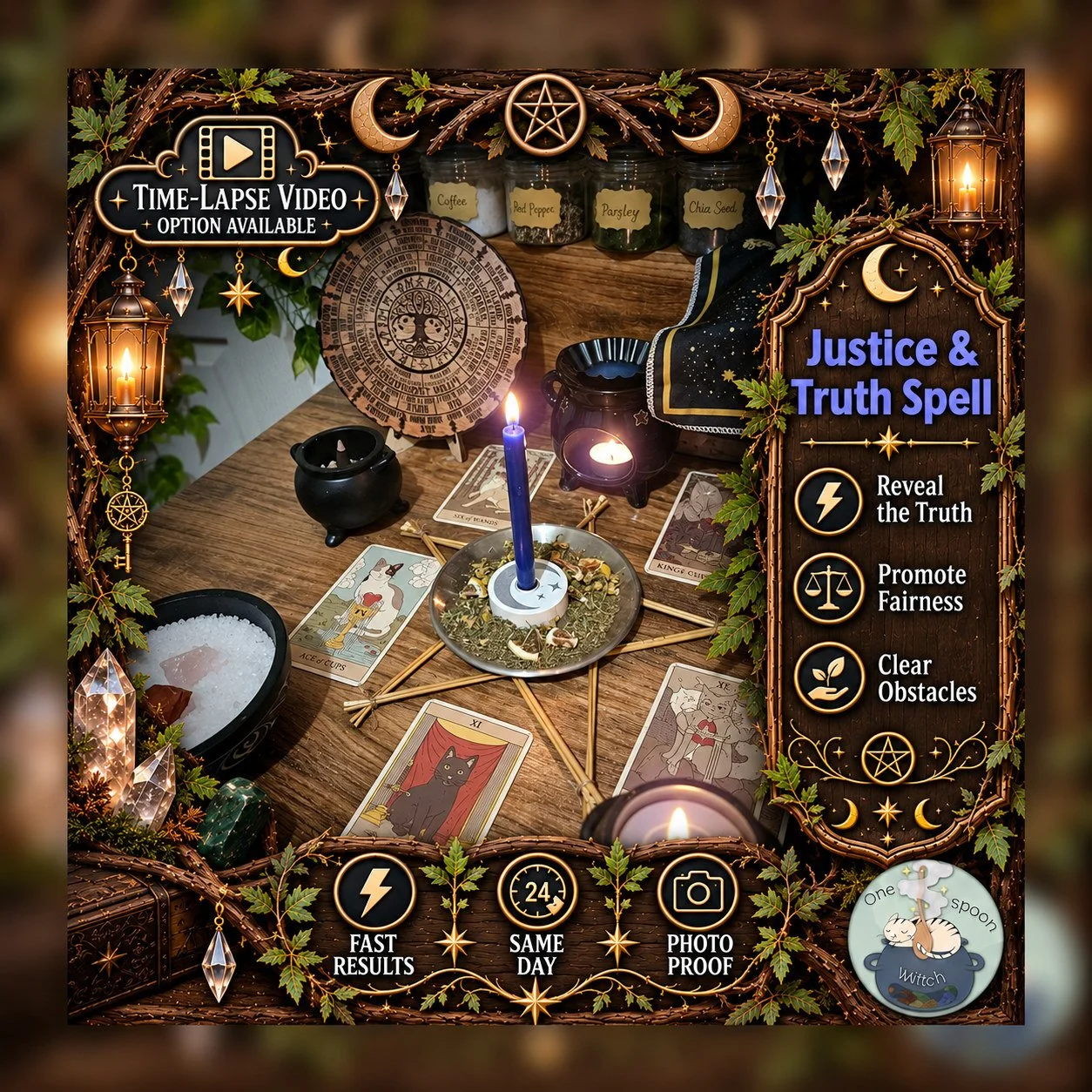Justice and Truth Spell - Personalised Same Day Ritual for Clarity, Faith, Protection, Victory, & Defence