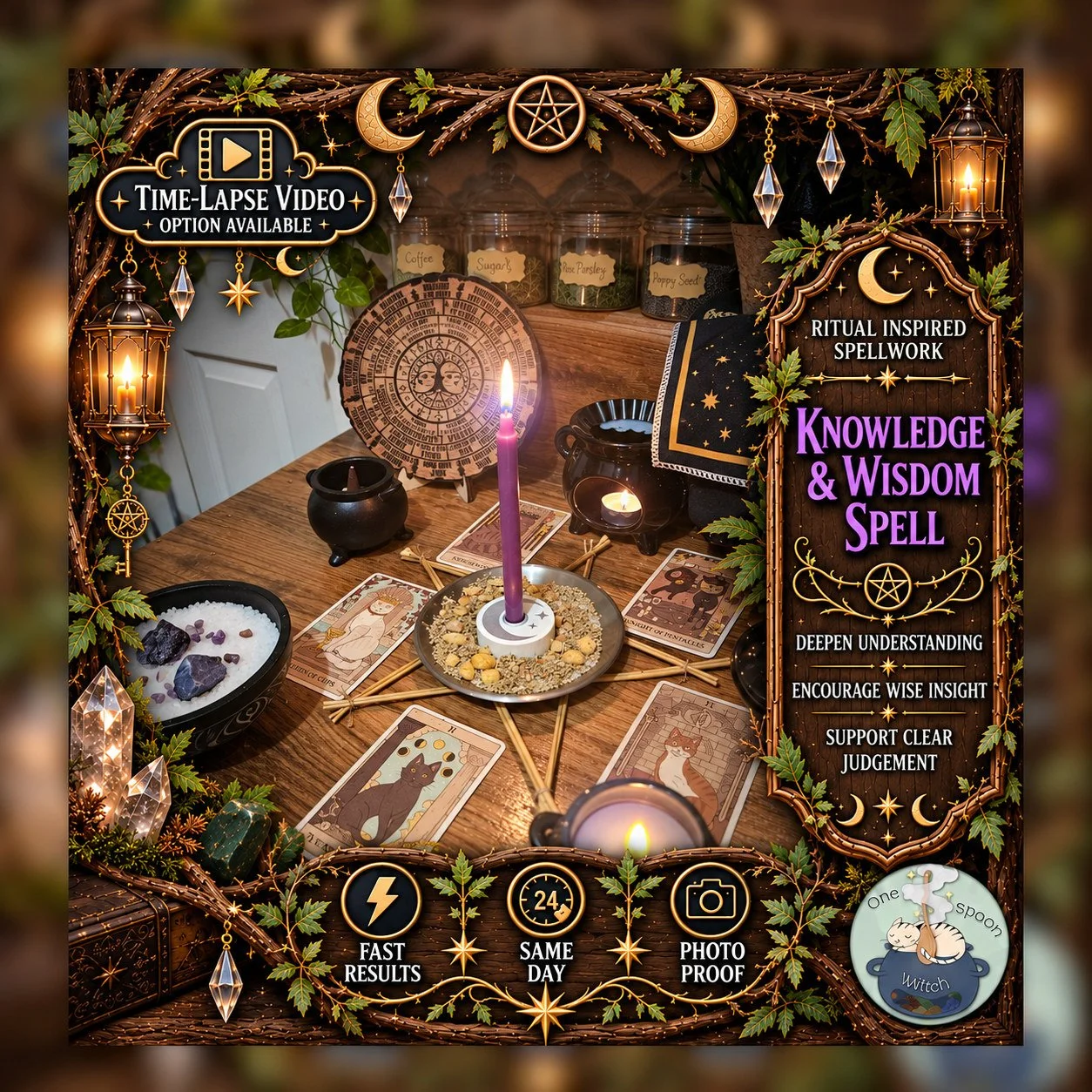 Knowledge and Wisdom Spell - Personalised Same Day Ritual for Memory, Focus, Motivation, Clarity, & Emotional Courage