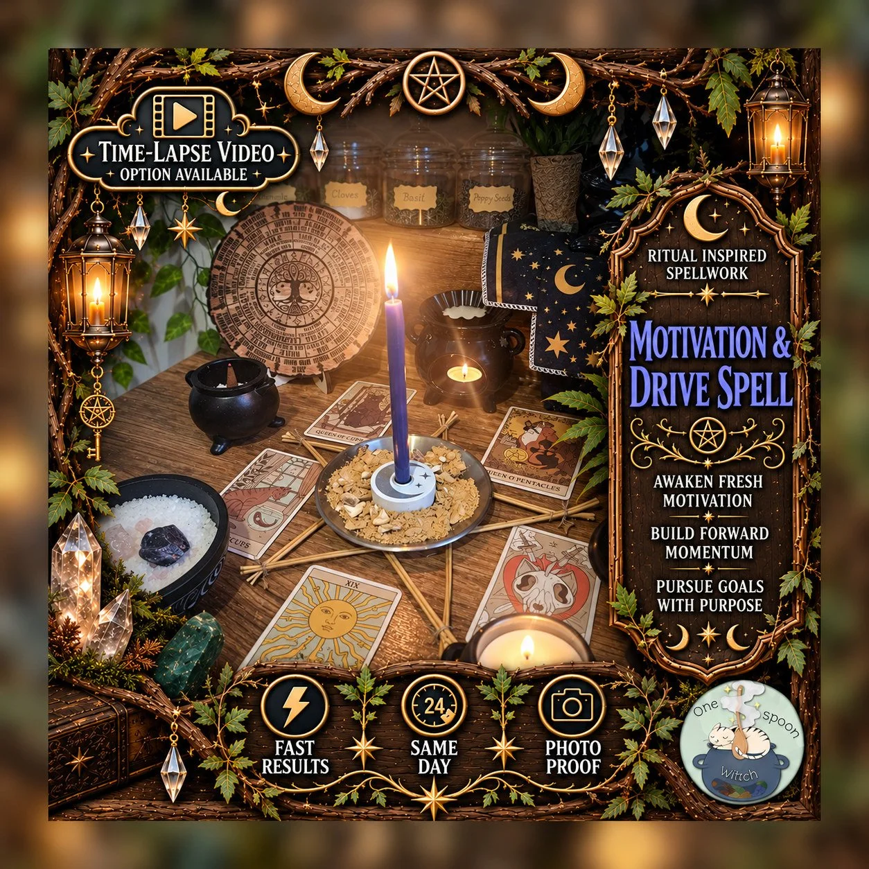 Motivation and Drive Spell - Personalised Same Day Ritual for Cleansing, Peace, Energy, Protection, & Balance