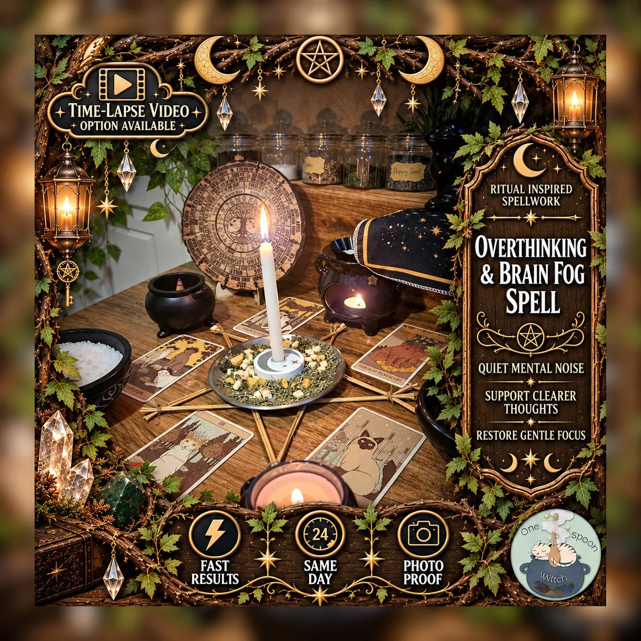 Overthinking & Brain Fog Spell - Personalised Same Day Ritual for Emotional Healing, Personal Strength, Balance, Relaxation, Contentment