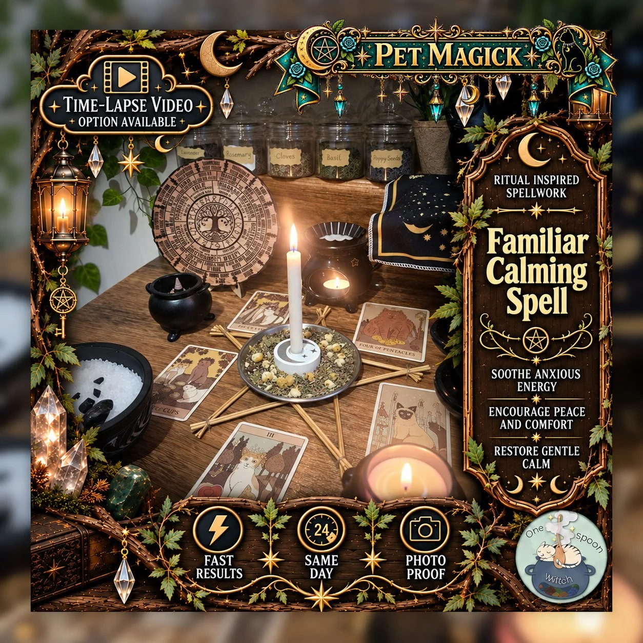 Pet Calming Spell - Personalised Same Day Ritual for Pet Calm, Comfort, Security, Peace, and Harmony