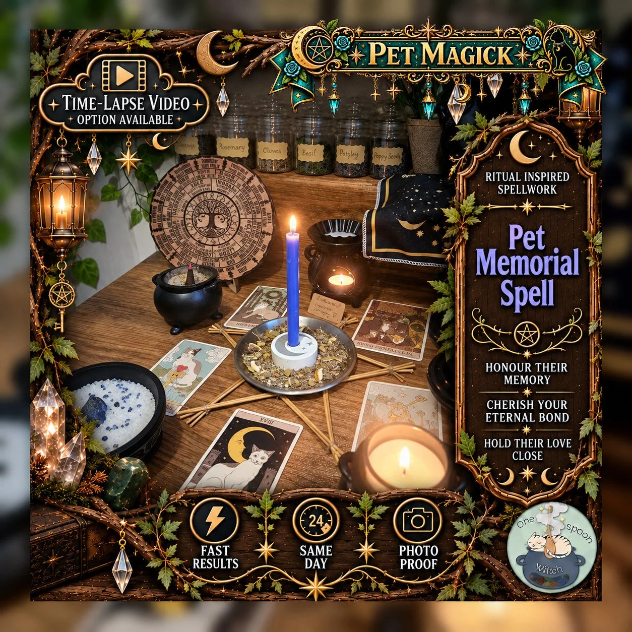 Pet Remembrance & Spiritual Connection Spell - Personalised Same Day Ritual for Remembrance, Love, Comfort, Connection, and Honouring Their Memory