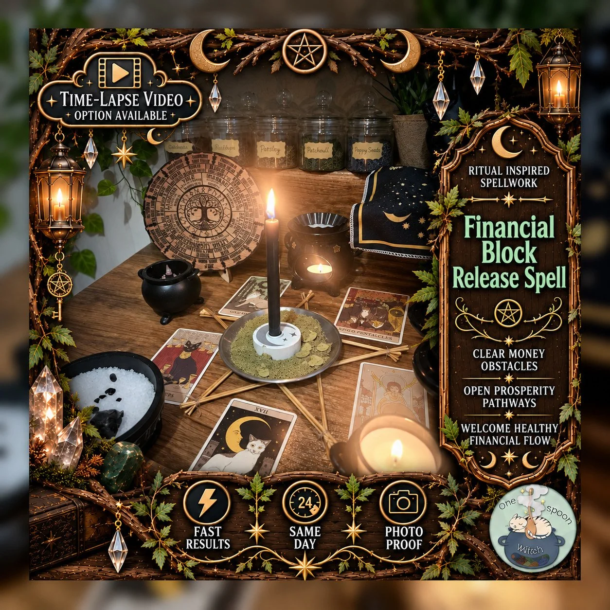 Remove Financial Blocks Spell - Personalised Same Day Ritual for Financial Abundance, Success, Wealth, Opportunity, & Fortune