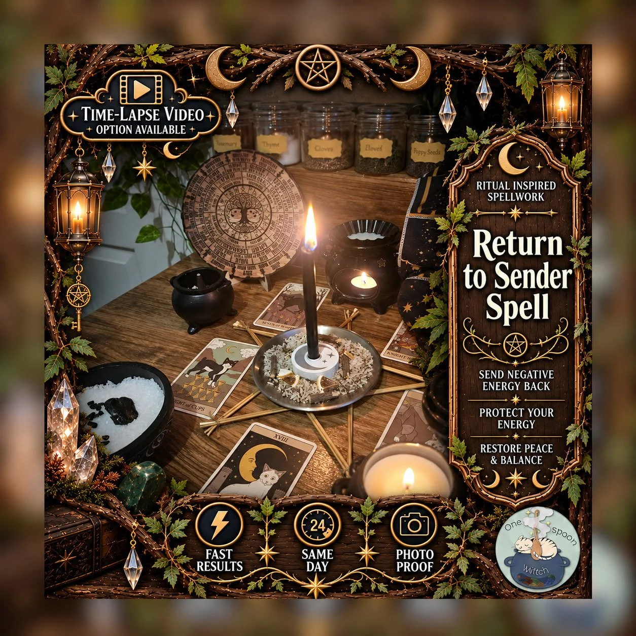 Return to Sender Spell - Personalised Same Day Ritual for Freezing, Defence, Cleansing, Shielding, & Protection