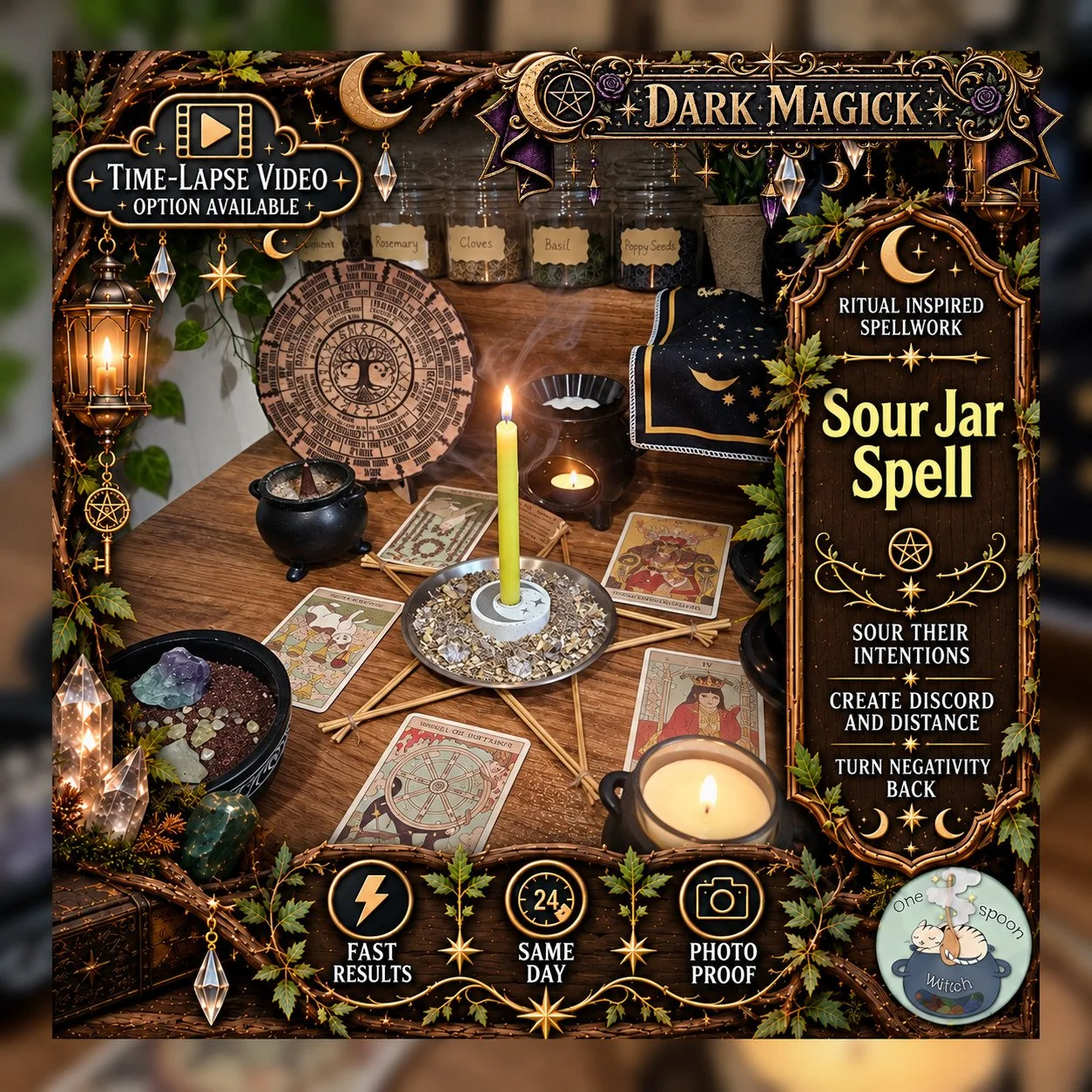 Sour Jar Misfortune Hex - Personalised Same Day Ritual for Bad Luck, Frustration, Sour Energy, Obstacles, & Misfortune