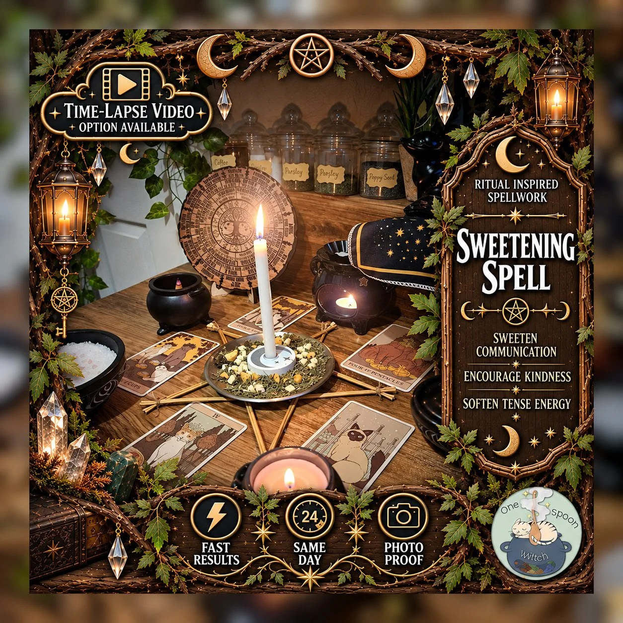 Sweetening & Positive Energy Spell - Personalised Same Day Ritual for Softer Energy, Warm Atmosphere, kindness, Caring, Contentment