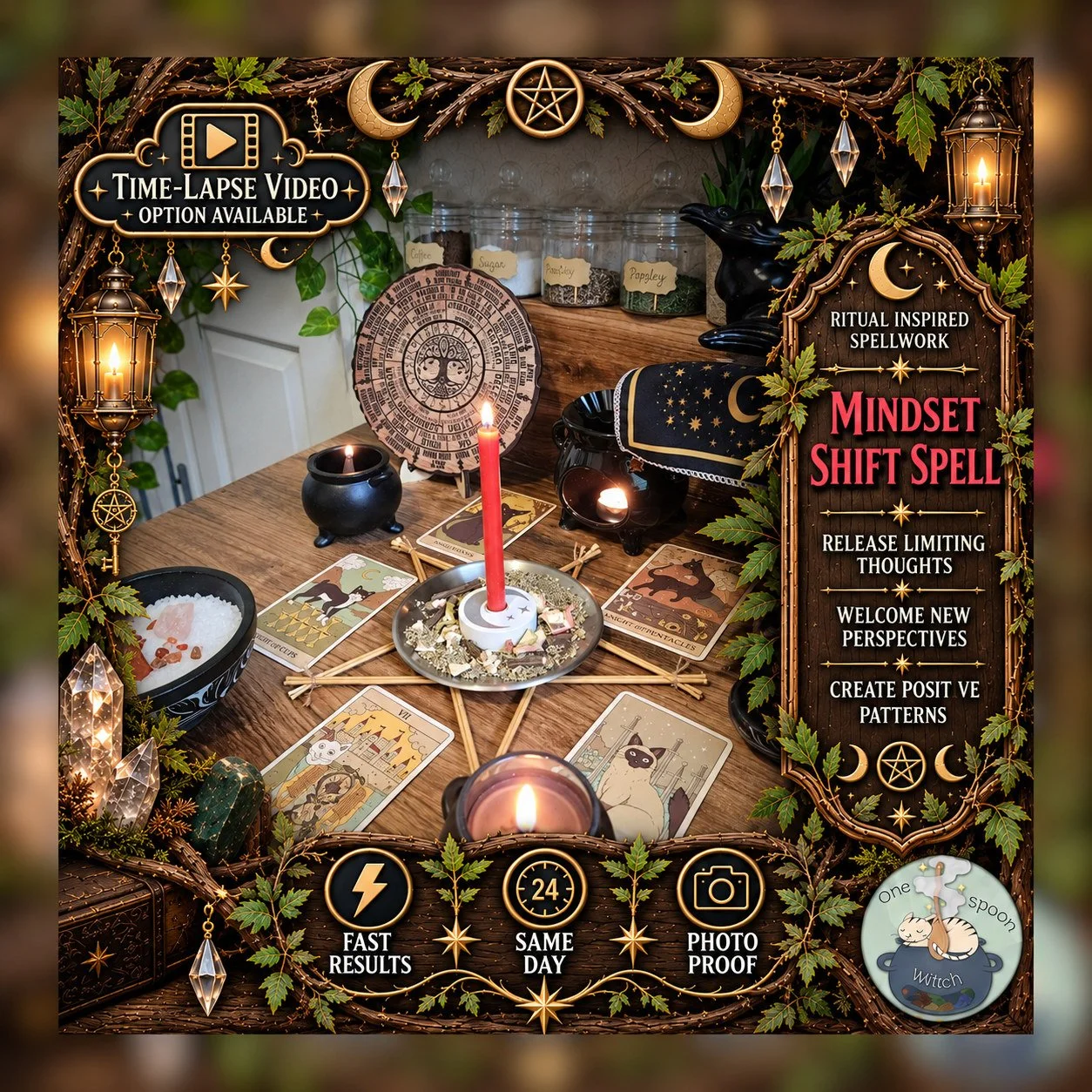 Thought Transformation Spell - SAMEDAY Casting for Mindset Renewal, Shifts, Positive Thinking, Clarity, Personal Growth