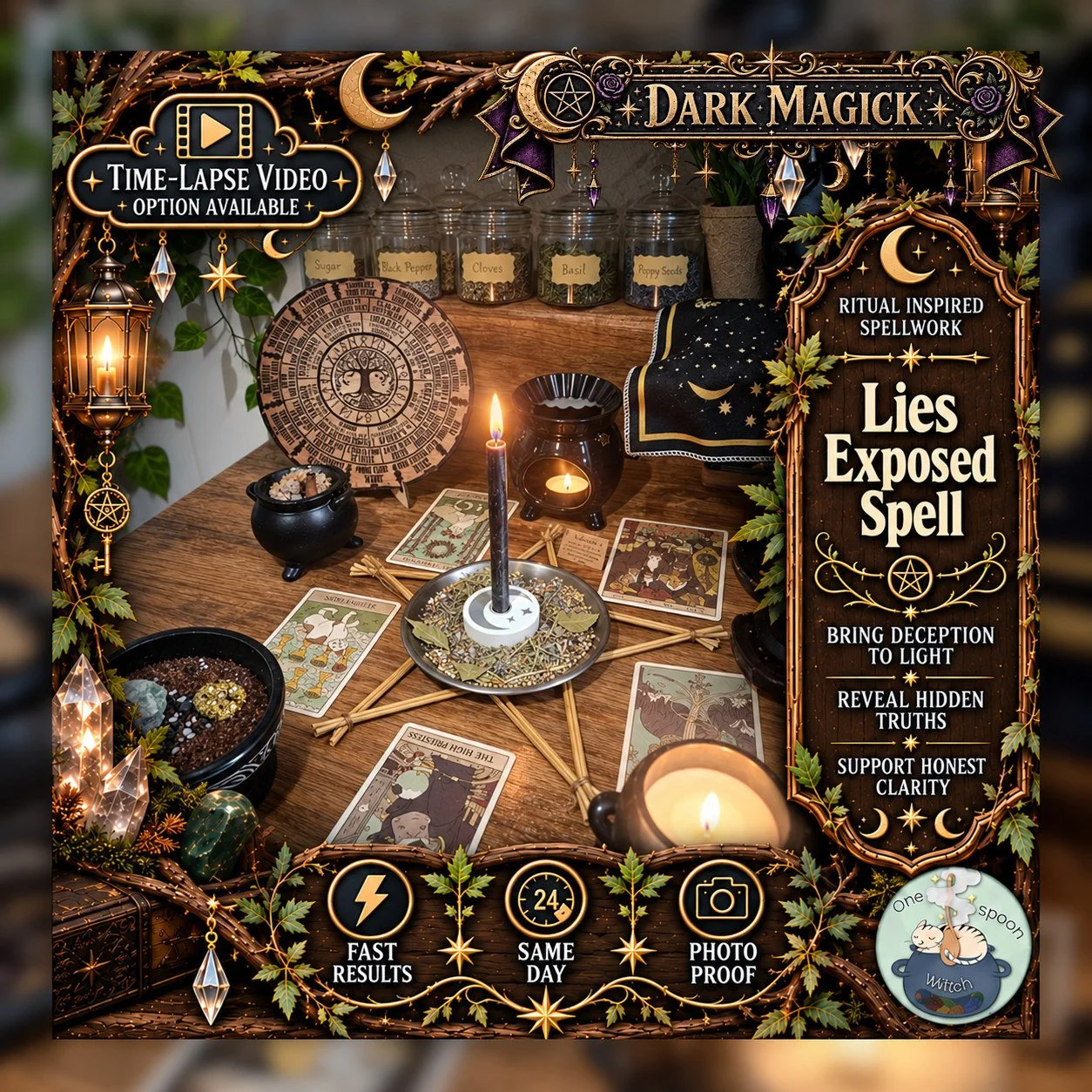 Truth Revealing & Lies Exposed Spell - Personalised Same Day Ritual for Truth, Secrets Revealed, Lies Exposed, Clarity, and Justice