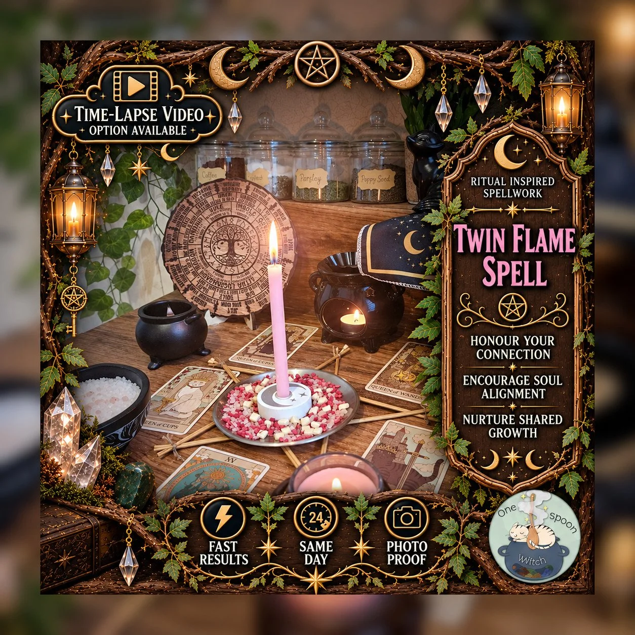 Twin Flame Spell - Personalised Same Day Ritual for Beauty, Empowerment, Attraction, Confidence, & Radiance