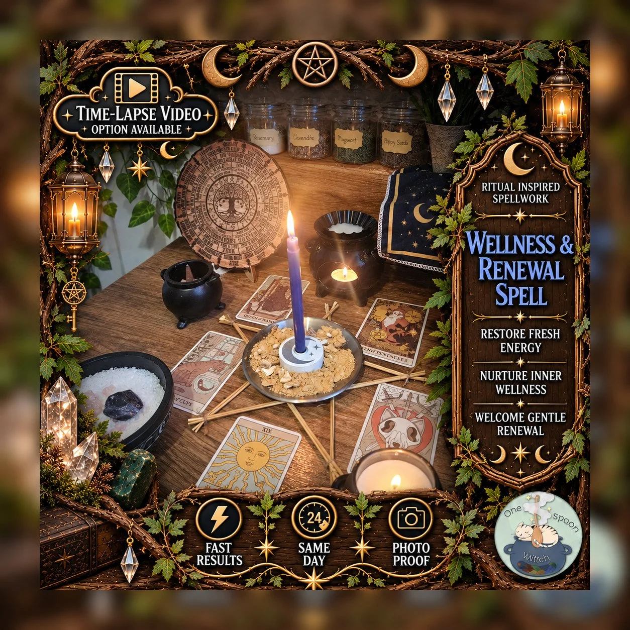 Wellness & Renewal Spell - Personalised Same Day Ritual for Cleansing, Peace, Energy, Protection, Balance, Healing