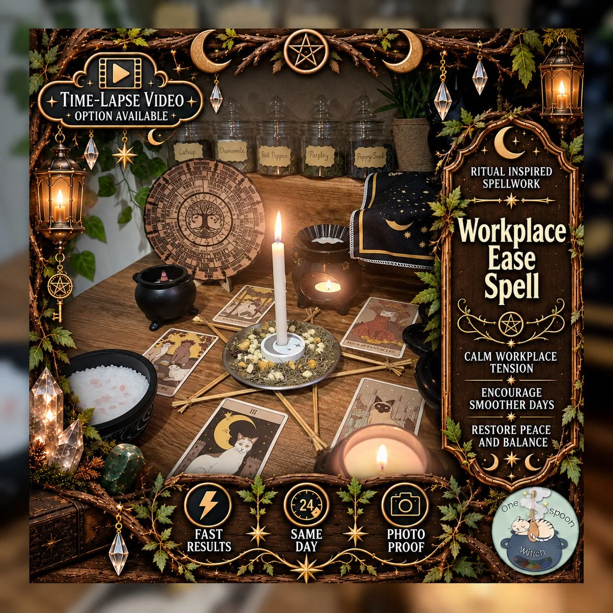 Workplace Ease & Better Pay Spell - Personalised Same Day Ritual for Work Stress, Workload Relief, Better Pay, Recognition, Workplace Harmony