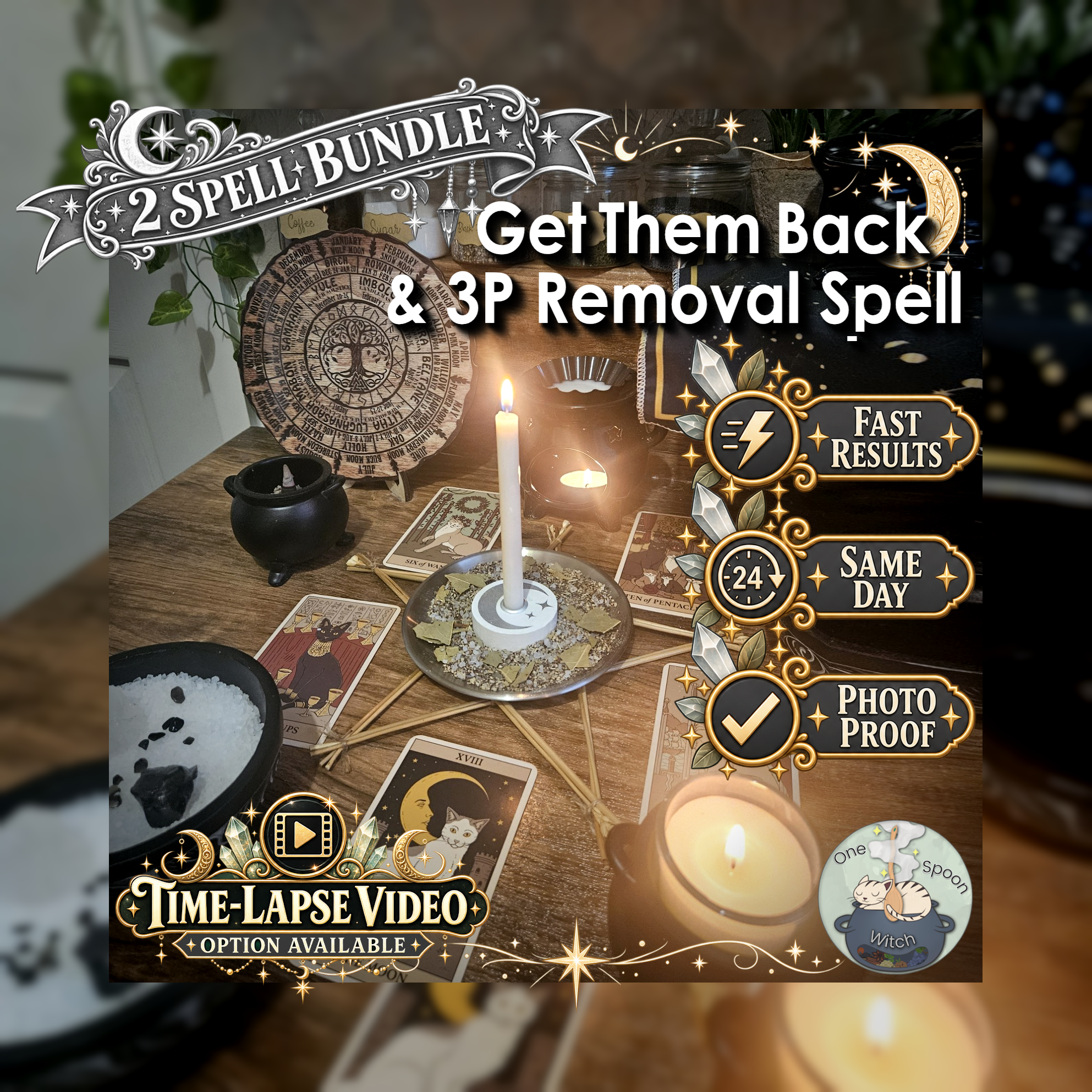 Get Them Back & 3rd Party Removal Spell Bundle - SAMEDAY for Return, Reconnection, Clearing Interference
