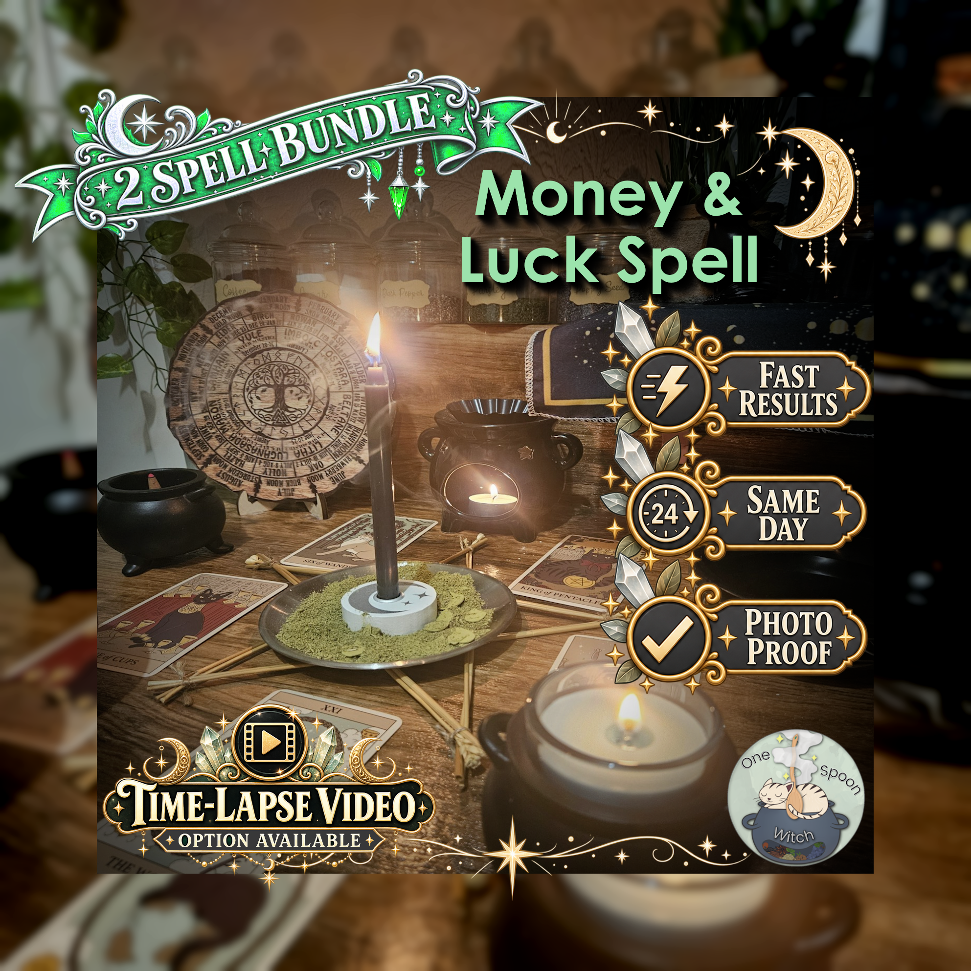 Money & Luck Spell Bundle - SAMEDAY Casting for Prosperity, Abundance, Good Fortune, Opportunities, Financial Flow