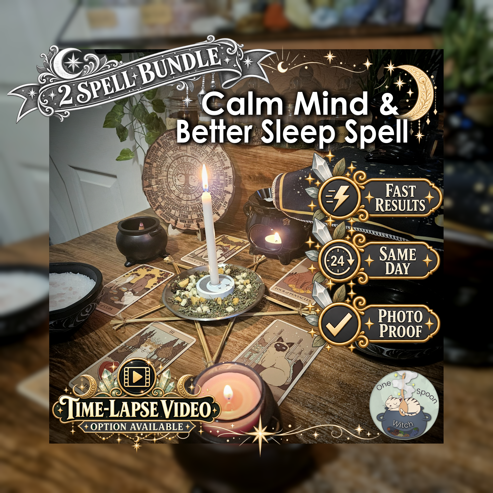 Calm Mind & Better Sleep Spell Bundle - SAME DAY Casting for Calm, Relaxation, Rest, Sleep, & Mental Ease