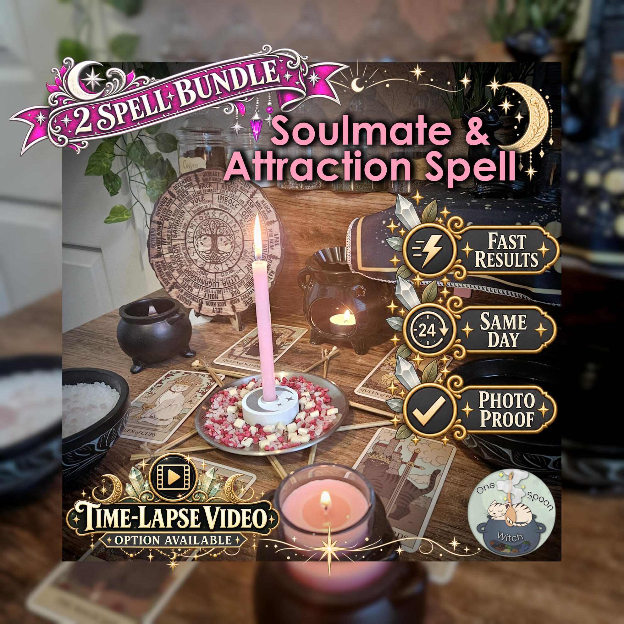 Soulmate & Attraction Spell Bundle - SAME DAY Casting for Soulmate, Attraction, Love, Connection, & Romance