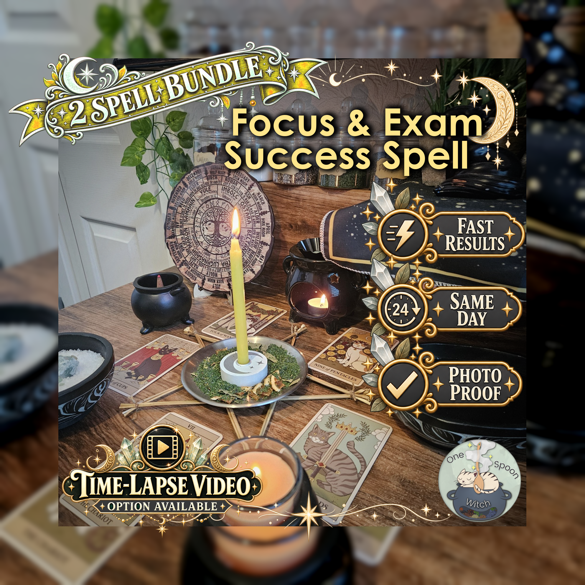 Focus & Exam Success Spell Bundle - SAME DAY Casting for Focus, Memory, Study, Exam Success, & Confidence