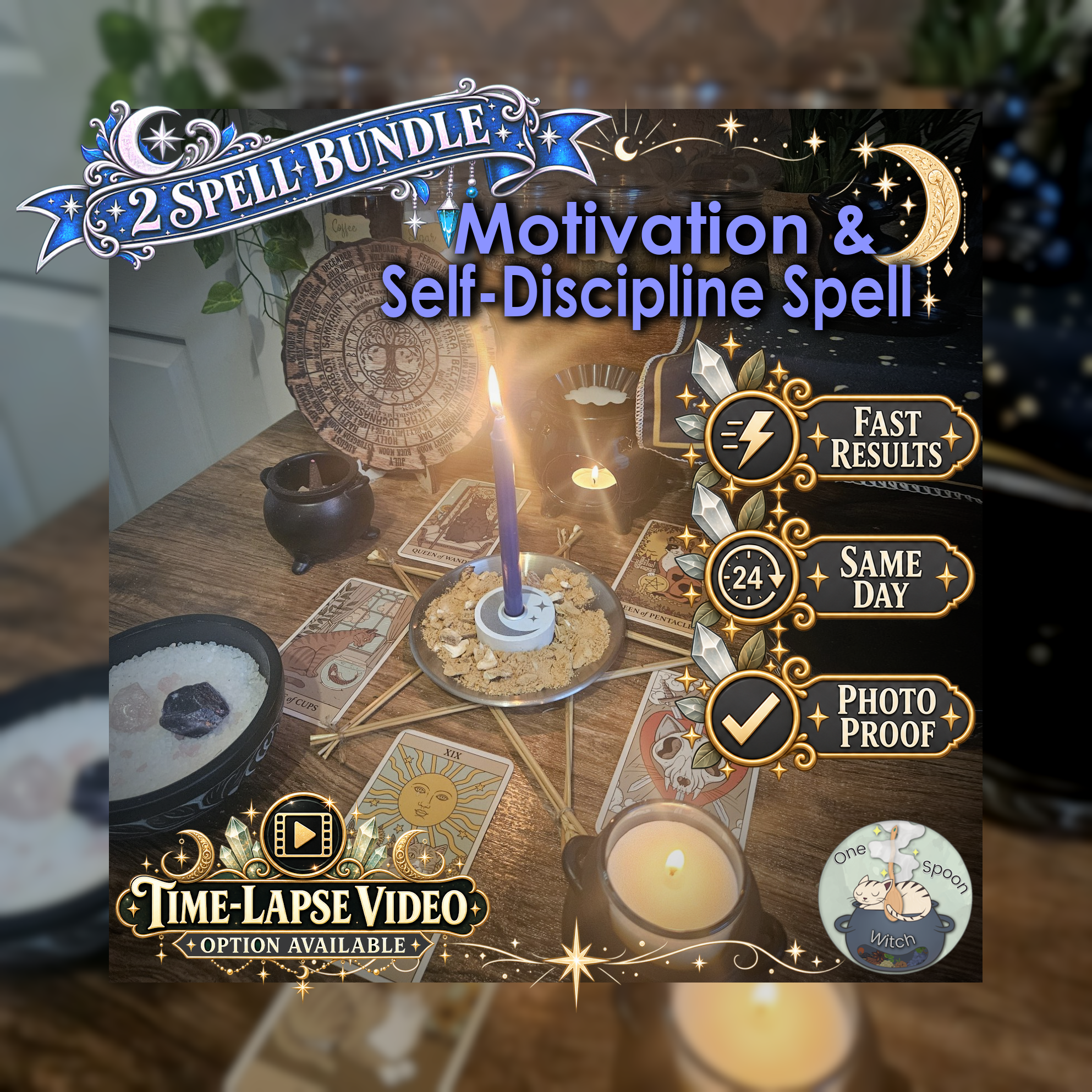 Motivation & Self-Discipline Spell Bundle - SAME DAY Casting for Motivation, Self-Discipline, Willpower, Focus, & Drive